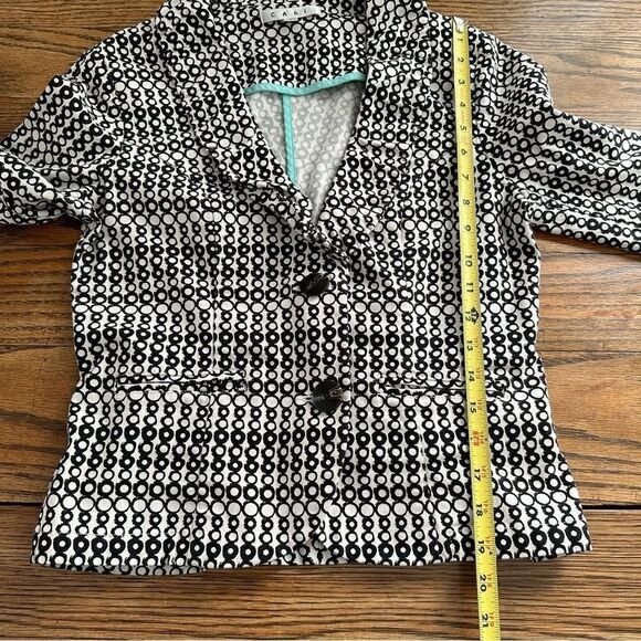 Cabi Du Jour Blazer Geometric Circle Print 3/4‎ Sleeve Black White 298 Women’s 4 - Picture 4 of 7